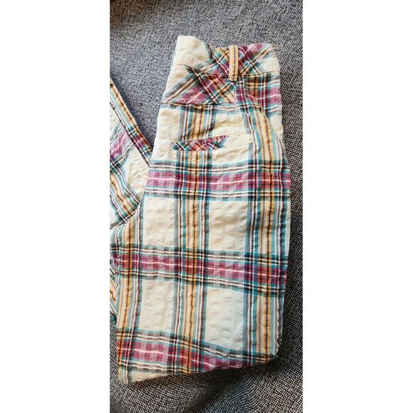 Free‎ People Marlowe Yarn Dye Slouchy Plaid Tan Trousers Pants Womans Sz 2 NEW - Picture 2 of 10